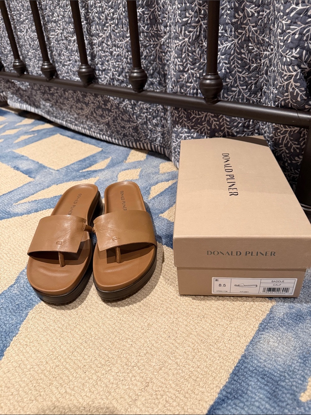 Donald J. Pliner Fifi Saddle Leather Wide-Band Slide Sandals